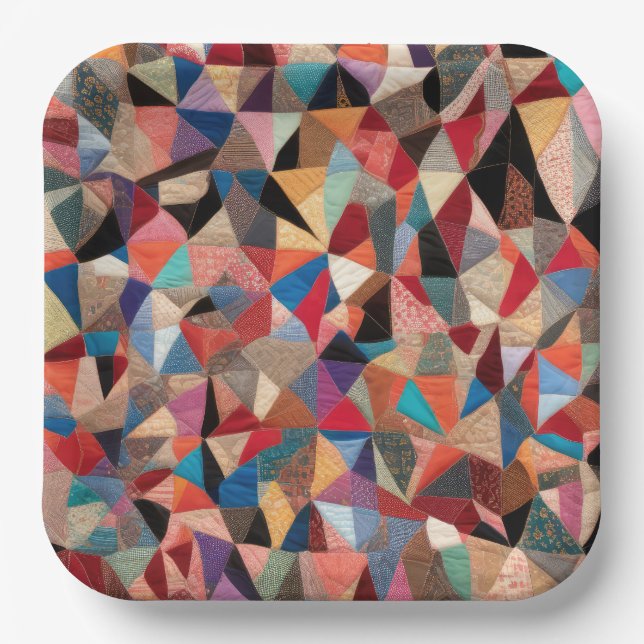 Crazy Quilt Design Paper Plate (Front)