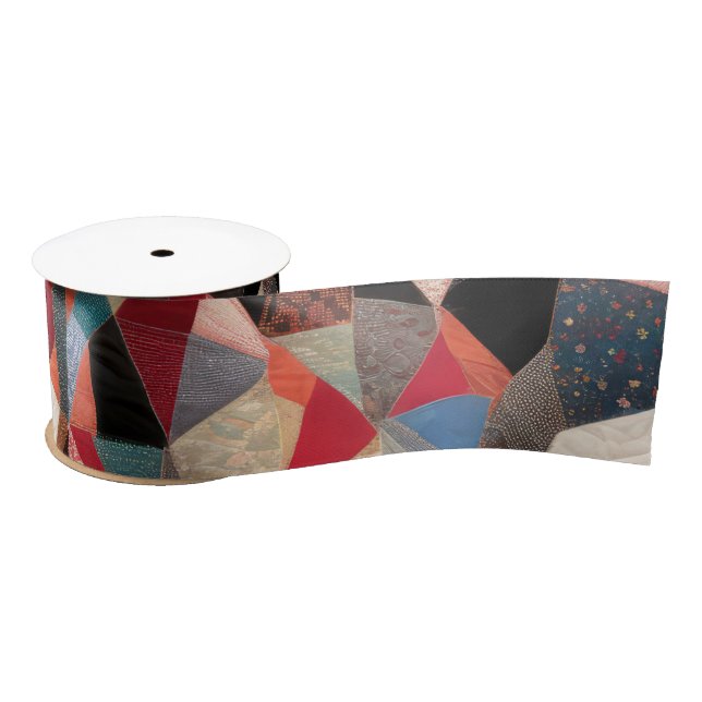 Crazy Quilt Design Satin Ribbon (Spool)