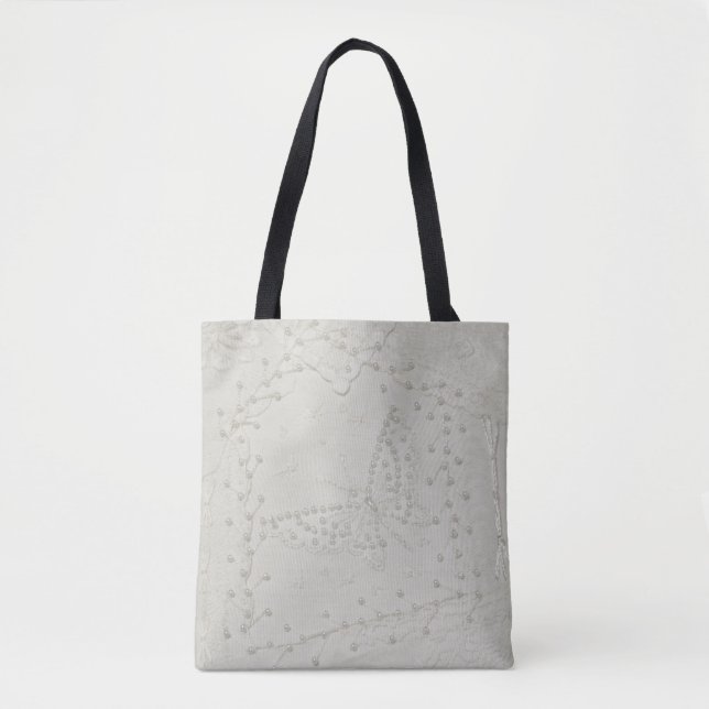 Crazy Quilt Embroidered Panel Design Tote Bag (Front)