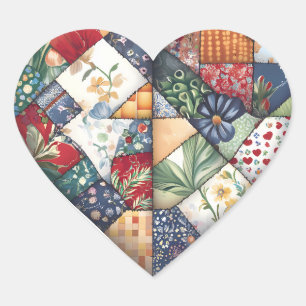 Crazy Quilt Heart Design Sticker
