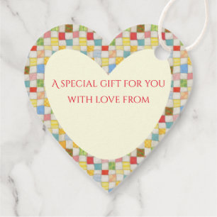 CRAZY QUILT Heart Gift Tags / Cream