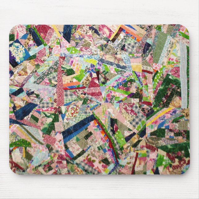 Crazy Quilt in Spring Colours Mouse Pad (Front)