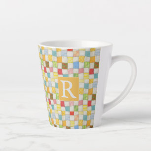 CRAZY QUILT Latte Mug + Text / Gold
