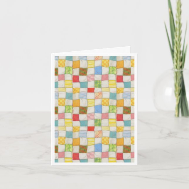 CRAZY QUILT Note Card / White (Front)