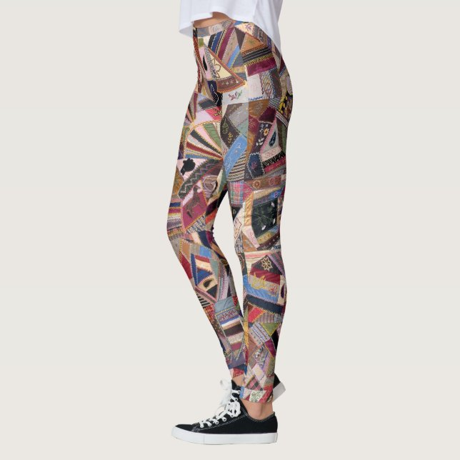 Crazy Quilt Patchwork-Look Leggings (Left)