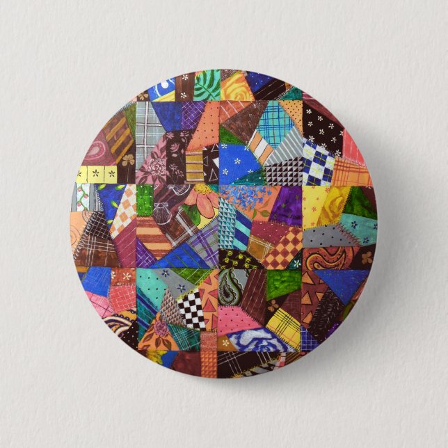 Crazy Quilt Patchwork Quilt Abstract Art Geometric 6 Cm Round Badge (Front)