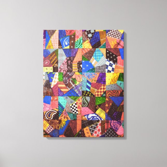 Crazy Quilt Patchwork Quilt Abstract Art Geometric Canvas Print (Front)