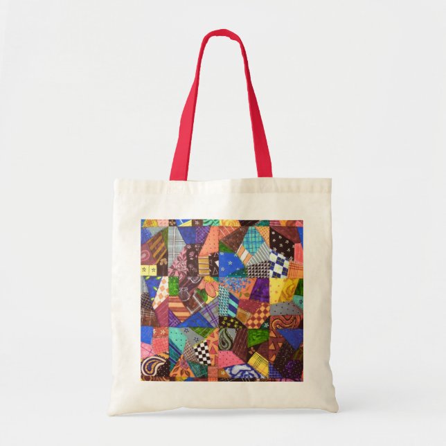 Crazy Quilt Patchwork Quilt Abstract Art Geometric Tote Bag (Front)