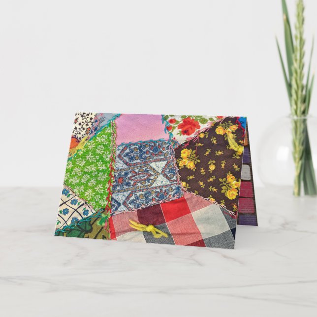 crazy quilt pattern thinking of you card (Front)