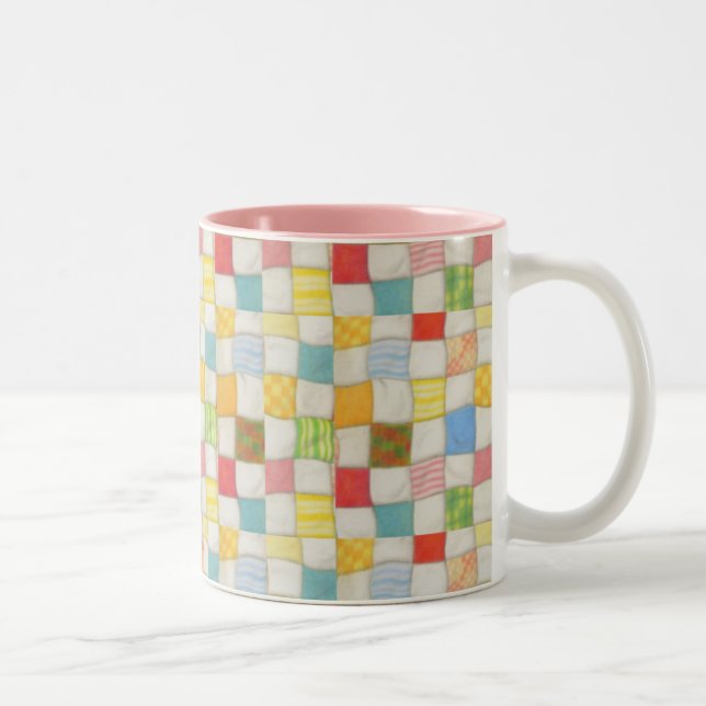 CRAZY QUILT Pink Two-Tone Mug (Right)