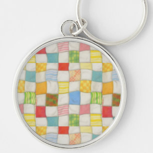 Crazy Quilt Premium Round Keychain