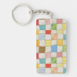 CRAZY QUILT Rectangle Acrylic Keychain