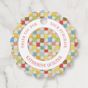 CRAZY QUILT Scalloped Round "Thank You" Tags