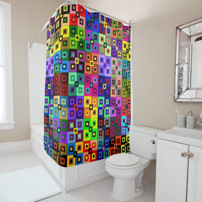 Crazy Quilt Shower Curtain (In Situ)
