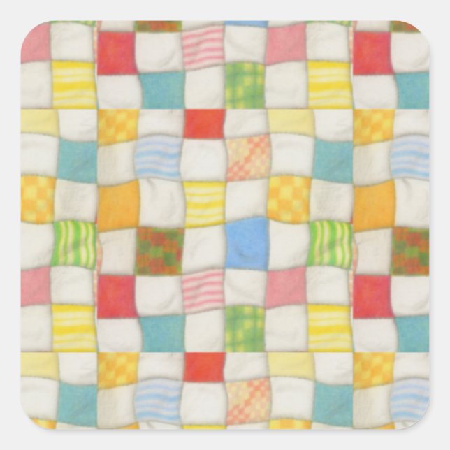CRAZY QUILT Small Square Stickers (Front)