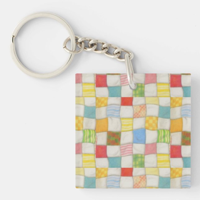 CRAZY QUILT Square Acrylic Keychain (Front)