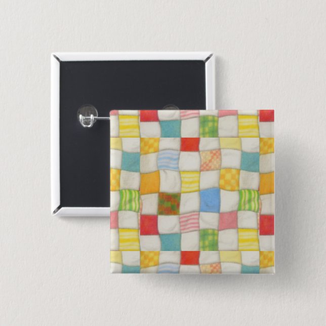 CRAZY QUILT Square Button (Front & Back)