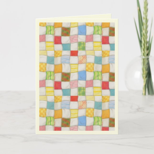 CRAZY QUILT Thank You Card / Cream (Front)