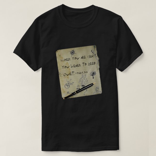 "Crazy" Quote Grunge Doodles T-Shirt (Design Front)