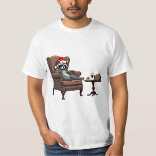 Crazy Racoon Sitting in a Chair Wine and cakes🧁 T-Shirt
