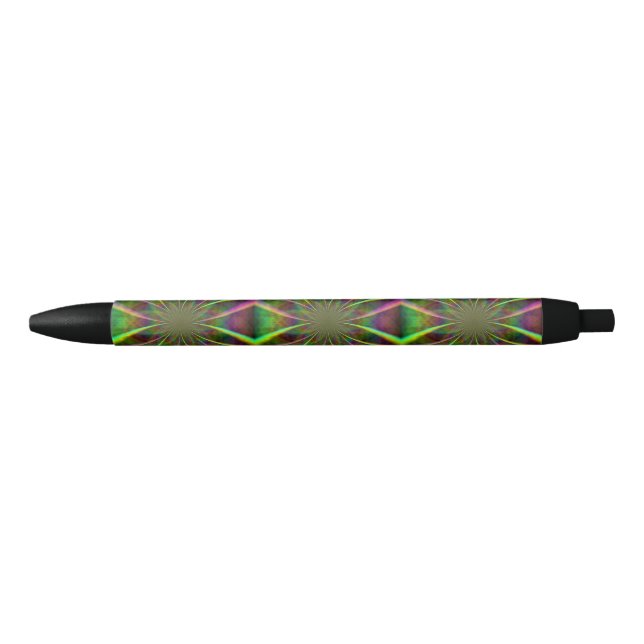 Crazy Rainbow Flower Black Ink Pen (Front)