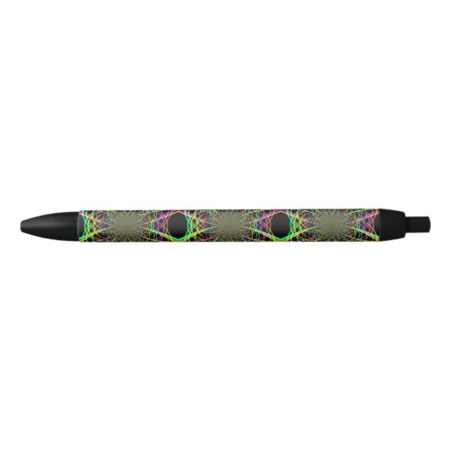 Crazy Rainbow Spiral Black Ink Pen (Front)