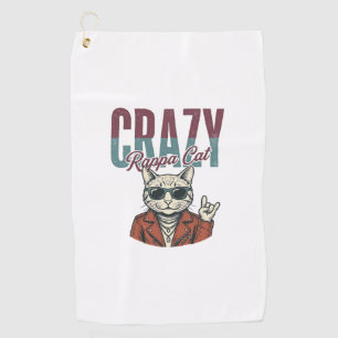 Crazy Rappa Cat Vintage Engraving T-Shirt Design_1 Golf Towel