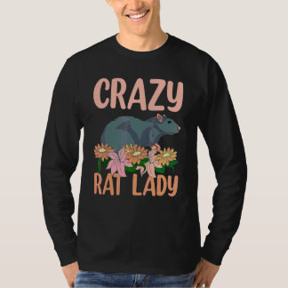 Crazy Rat Lady Floral Rodent Animal Pet Owner Wome T-Shirt