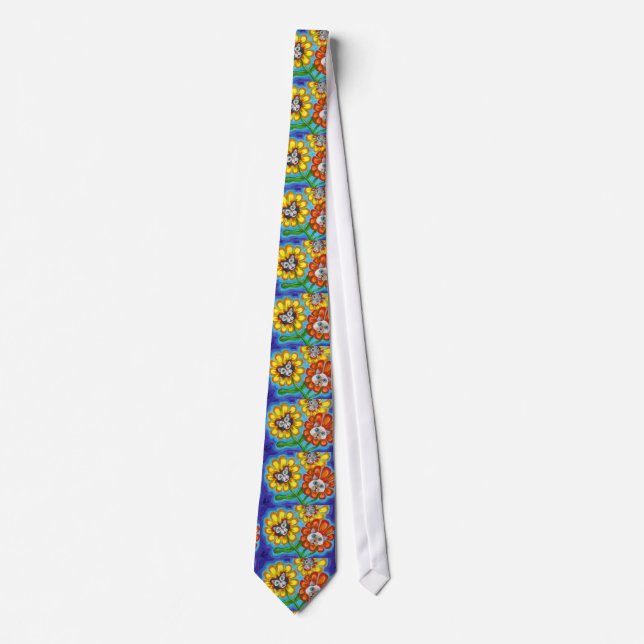 Crazy Retro Tuxedo, Siamese Cat Daisies Tie (Front)
