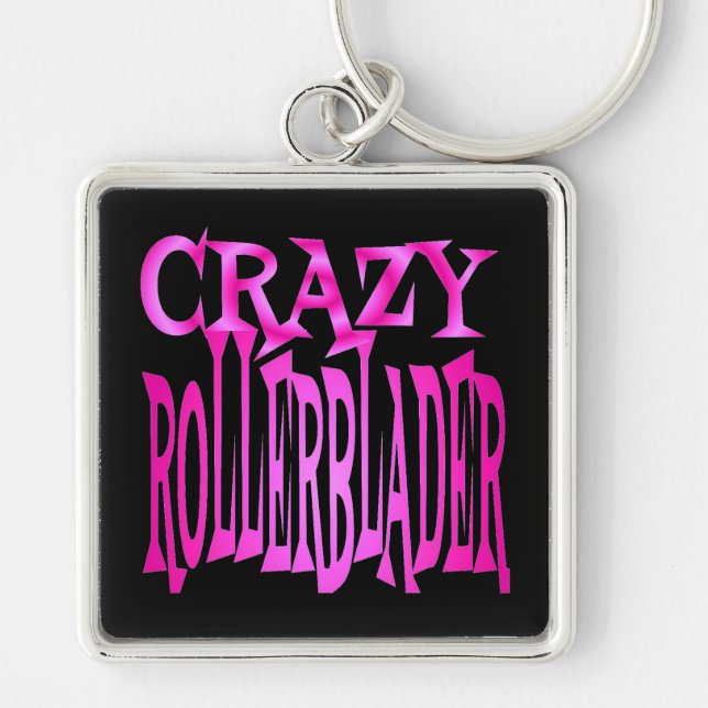 Crazy Rollerblader in Pink Key Ring (Front)