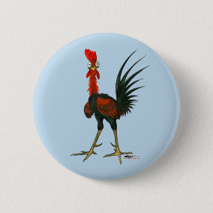 Crazy Rooster 6 Cm Round Badge