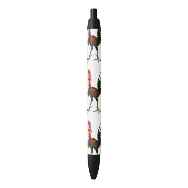 Crazy Rooster Black Ink Pen (Front Vertical)
