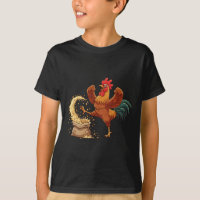 Crazy Rooster Kicking Grain Funny Farm Chicken 
