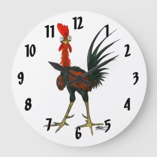 Crazy Rooster Large Clock