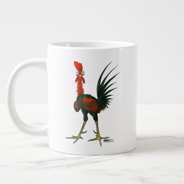 Crazy Rooster Large Coffee Mug (Left)