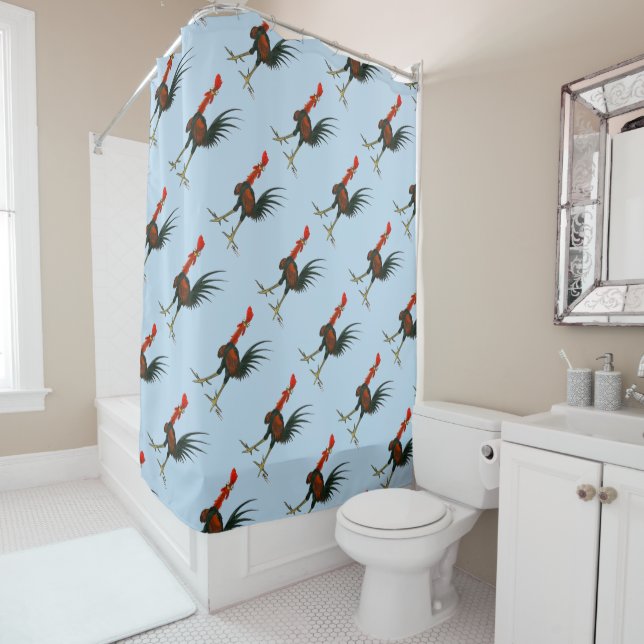 Crazy Rooster Shower Curtain (In Situ)