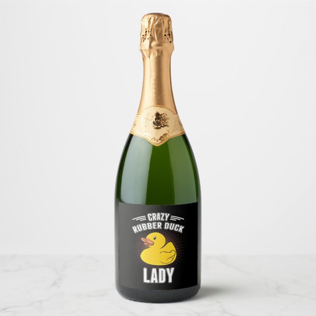 Crazy Rubber Duck Girl Sparkling Wine Label (Front)