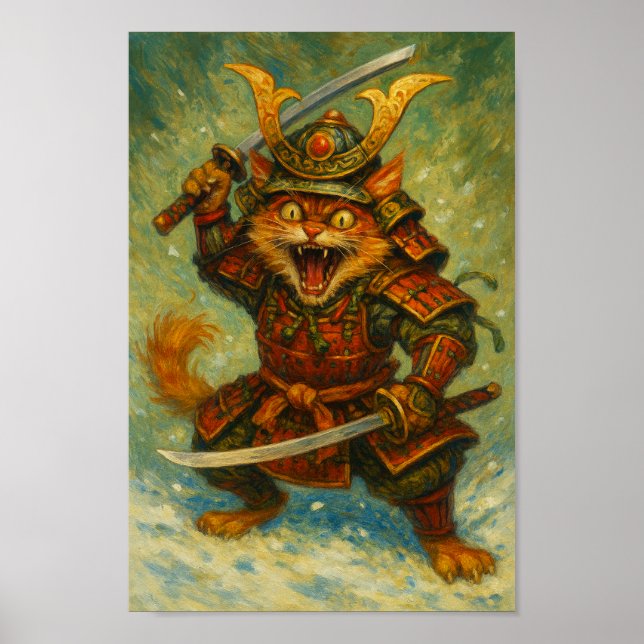 Crazy Samurai Cat Poster (Front)