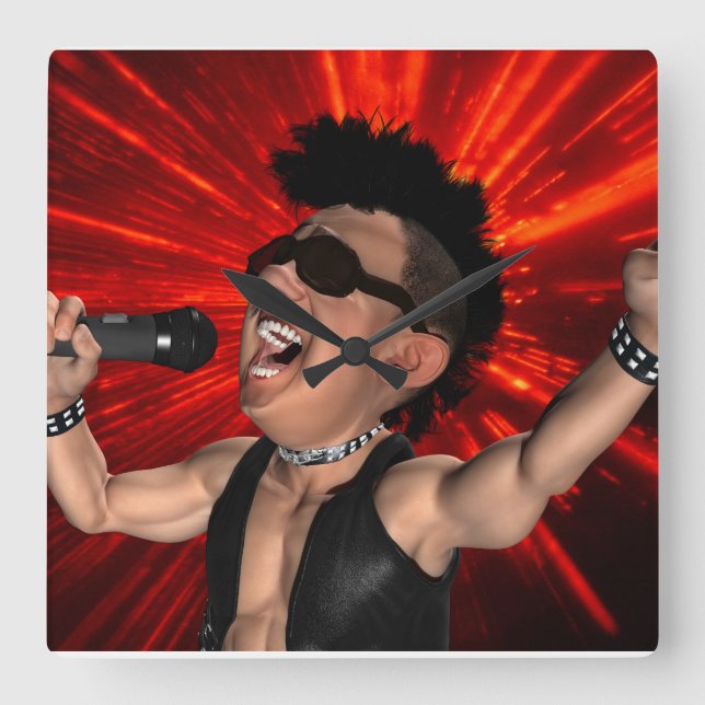Crazy Screams and Laser Beams Square Wall Clock (Front)