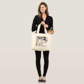 Crazy Sewing Girl Large Tote Bag (Front (Model))