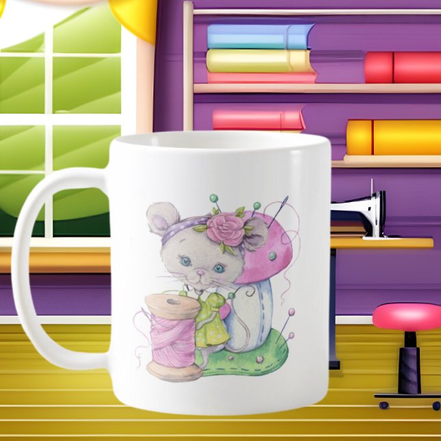 crazy sewing lady word art coffee mug (Creator Uploaded)