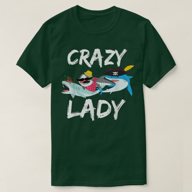 Crazy Shark Lady T-Shirt (Design Front)