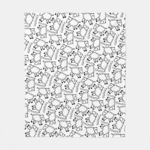 Crazy Sheep Dream Doodle Pattern Fleece Blanket