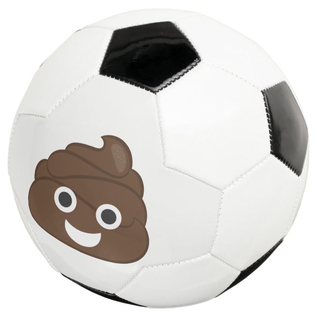 Crazy Silly Brown Poop Emoji Soccer Ball (Three Quarter)