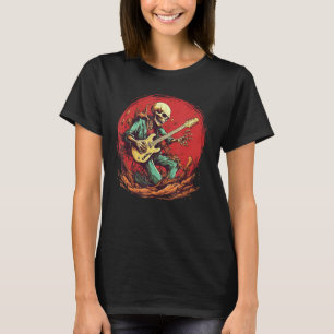 Crazy Skeleton Costume for Guitarist and Rockn Rol T-Shirt