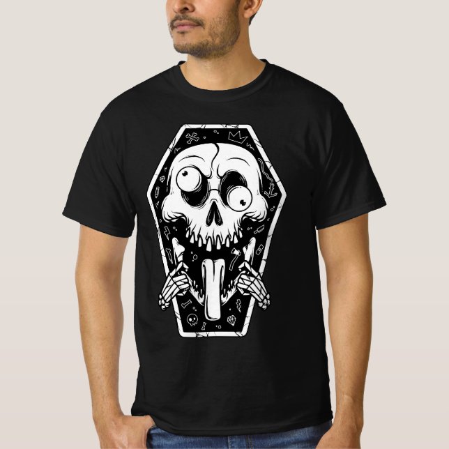 Crazy Skull Coffin T-Shirt (Front)