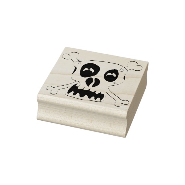 Crazy skull crossbones illustration art stamp (Stamp)