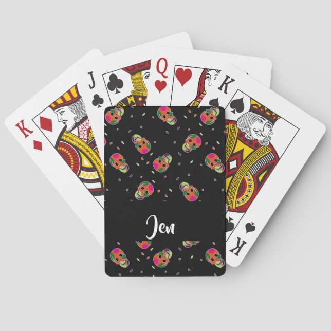 Crazy skulls on black playing cards (Back)