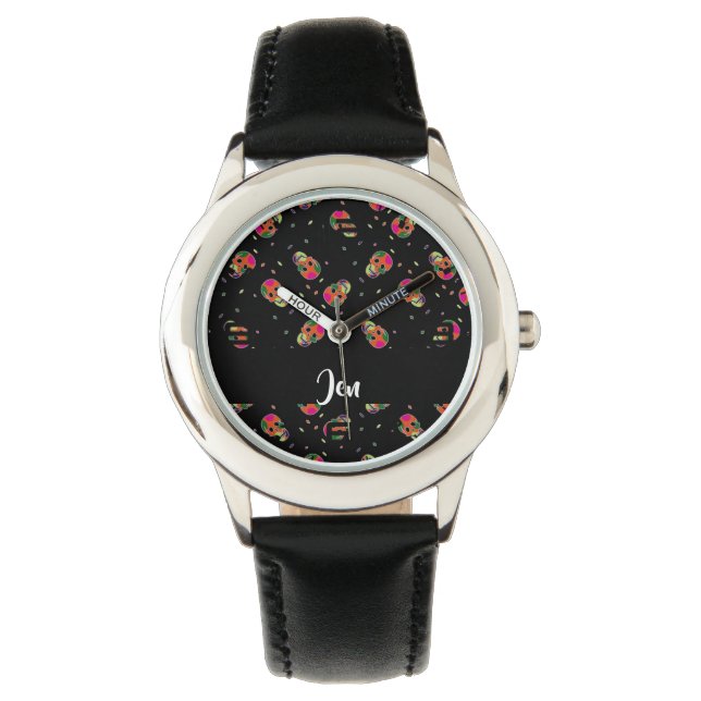 Crazy skulls on black watch (Front)