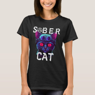 Crazy Sober Cat Sobriety Symbol Art. AA Sober Cat. T-Shirt